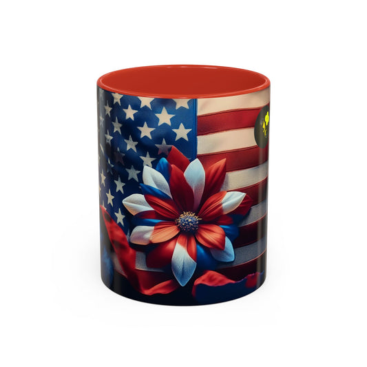 American Flag Flowers  Coffee Mug (11, 15oz)